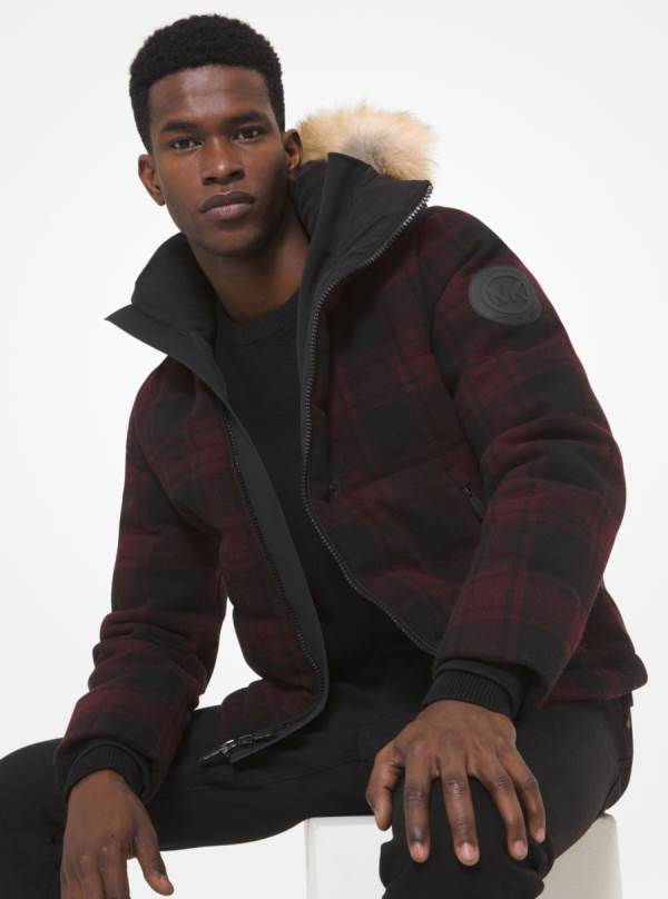 Panske Bundy Michael Kors Buffalo Check Puffer Tmavo Hnede - Oblecenie Michael Kors Outlet | RCFBX-5483